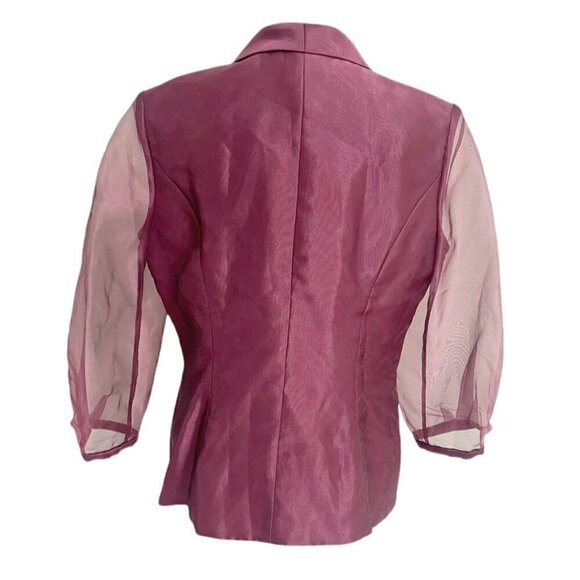 Alex Evenings Size Large Top Blouse Sheer Sleeves Embellished Faux Wrap Wedding - Picture 4 of 6